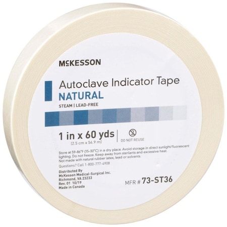 Mckesson Steam Indicator Tape, 1 Inch x 60 Yard, 18PK 73-ST36